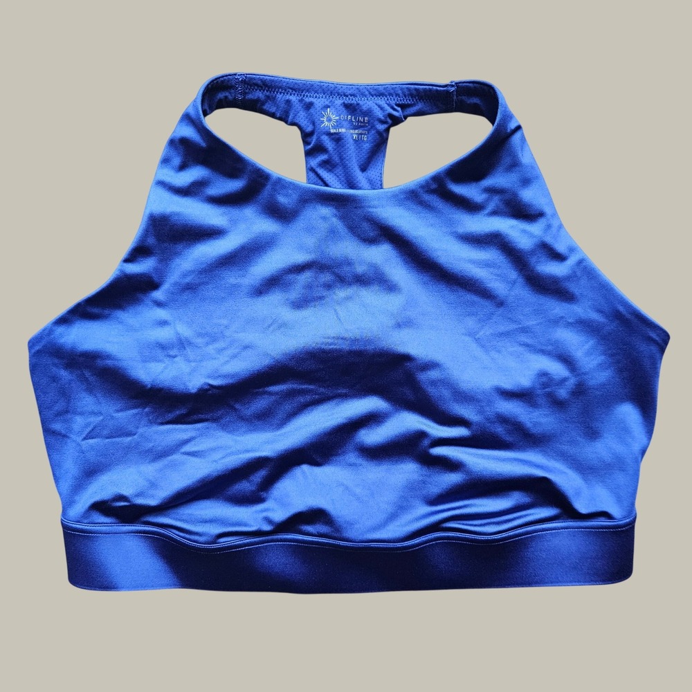 OFFLINE by Aerie Goals Gloss High Neck Sports Bra Royal Blue XL Racerback